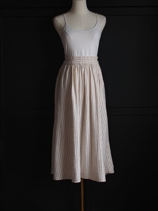 a new day Dresses & Skirts - a new day | Linen Blend Smocked Waist Mid-Rise A-Line Skirt